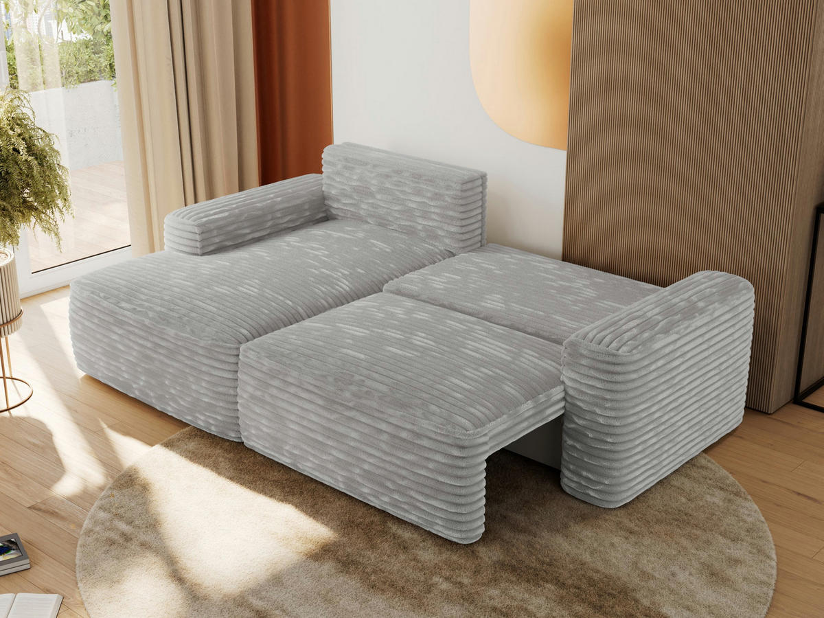 ECKSOFA BELLUNO L Grau Cord - Links - Schwarz/Grau, Textil (144/233cm) - MKS