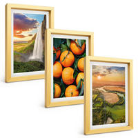 BILDER SET 3er Set - 20x30 cm Goldrahmen - Orange Mountain Wasserfall - Goldfarben, Kunststoff (20/30cm) - TULUP