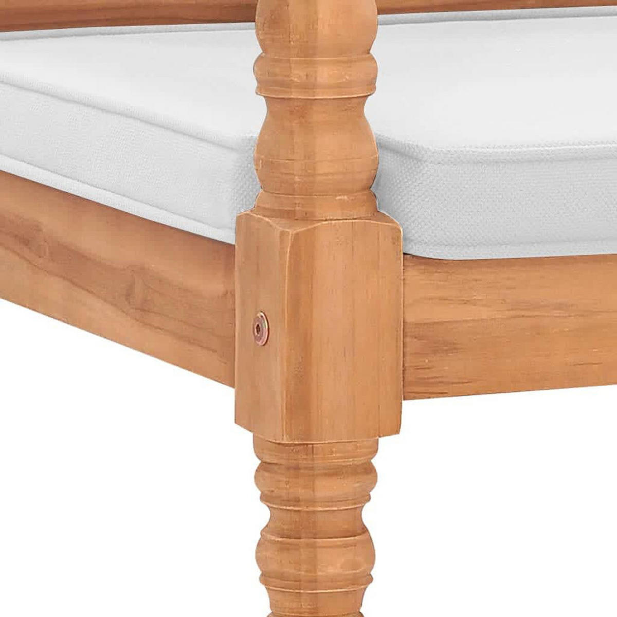 BATAVIA GARTENBANK MIT POLSTERN 120 CM TEAK - Creme, Holz/Textil (120/84/51.5cm) - vidaXL