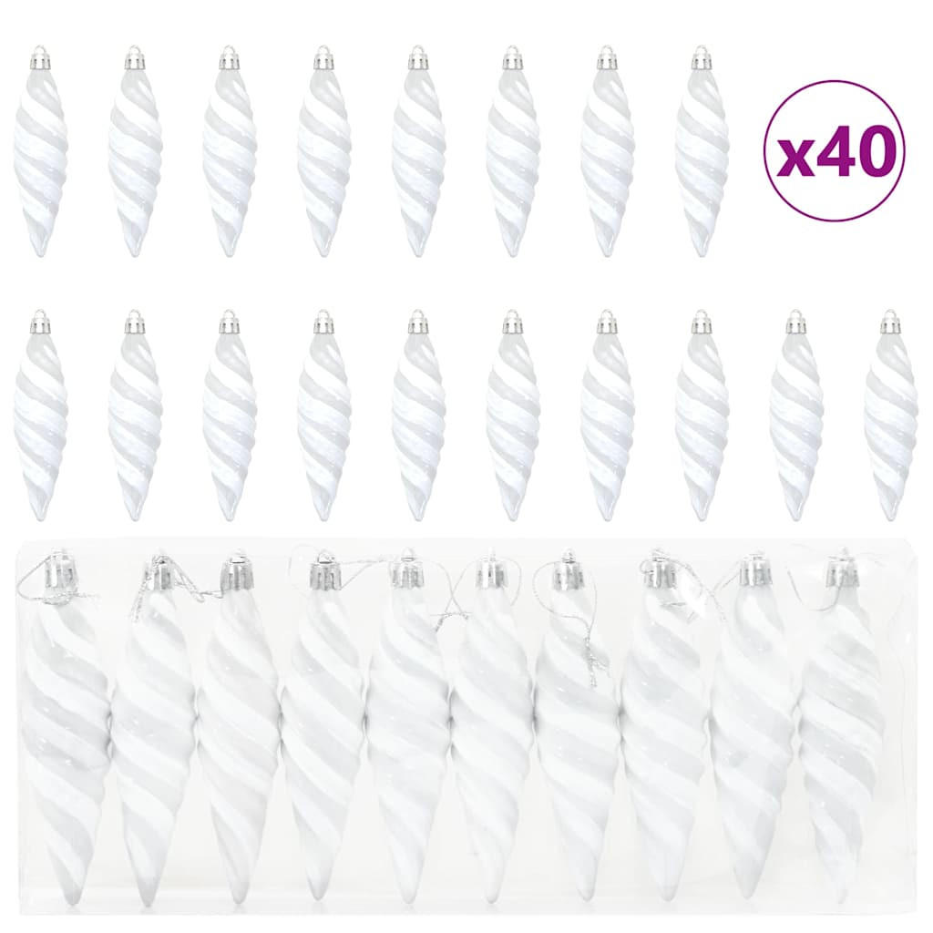 WEIHNACHTSKUGEL Spiralenform 40 -teilig 3/11 cm Weiß Kunststoff - Weiß, Kunststoff (3/11/3cm) - vidaXL