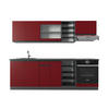 KÜCHENZEILE R-Line Rot/Anthrazit 240 cm, AP Anthrazit - Anthrazit/Rot, Holzwerkstoff (240/81.6/60cm) - Vicco