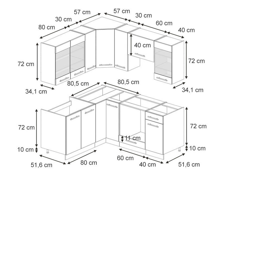 Thumbnail - Vicco Eckküche, Dunkelblau, Honigeiche, Holzwerkstoff, L-Form,Quadratisch, 190x81.6x60 cm, Küchen, Eckküchen, Eckküchen ...