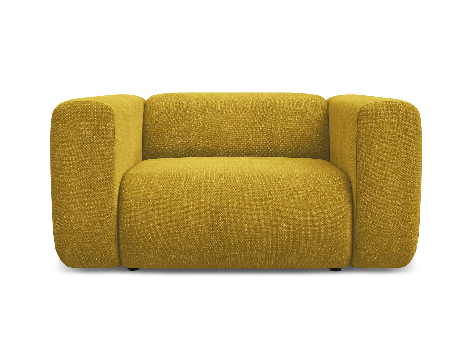 SESSEL Chenille Stoff Gelb - Currygelb/Gelb, Kunststoff/Textil (137/70/89cm) - Makamii