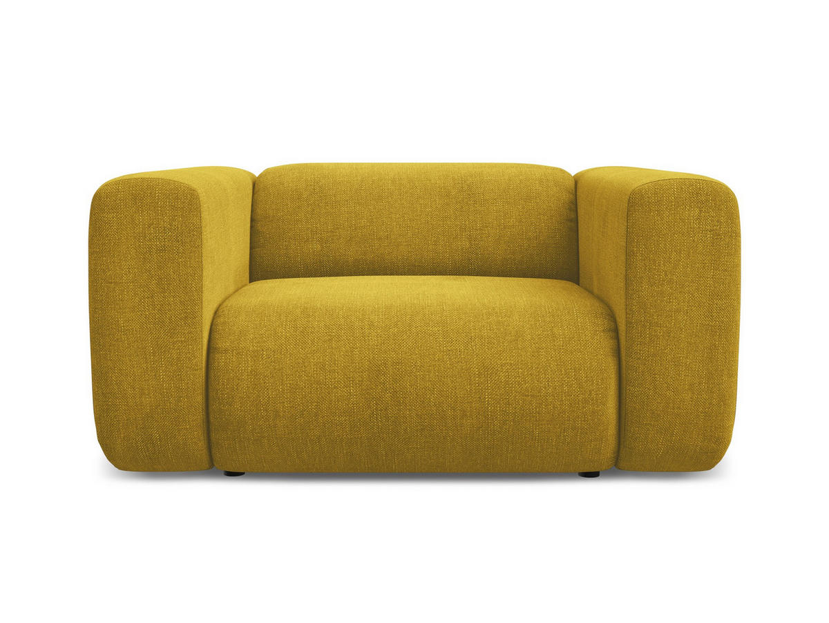 SESSEL Chenille Stoff Gelb - Currygelb/Gelb, Kunststoff/Textil (137/70/89cm) - Makamii