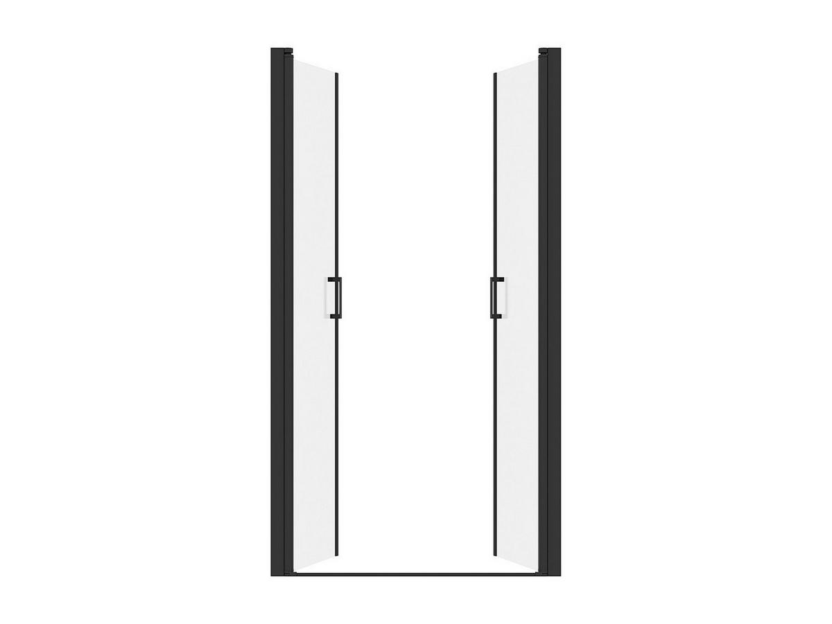 DUSCHTÜR - 90cm x 1.92cm - Aluminium - schwarz - SARASOTA - Schwarz, Metall (90/195cm) - Vente-Unique