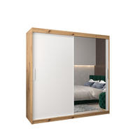 SCHWEBETÜRENSCHRANK 200/200/62 2-türig - Silberfarben/Weiß, Holz/Kunststoff (200/200/62cm) - Abiks Möbel