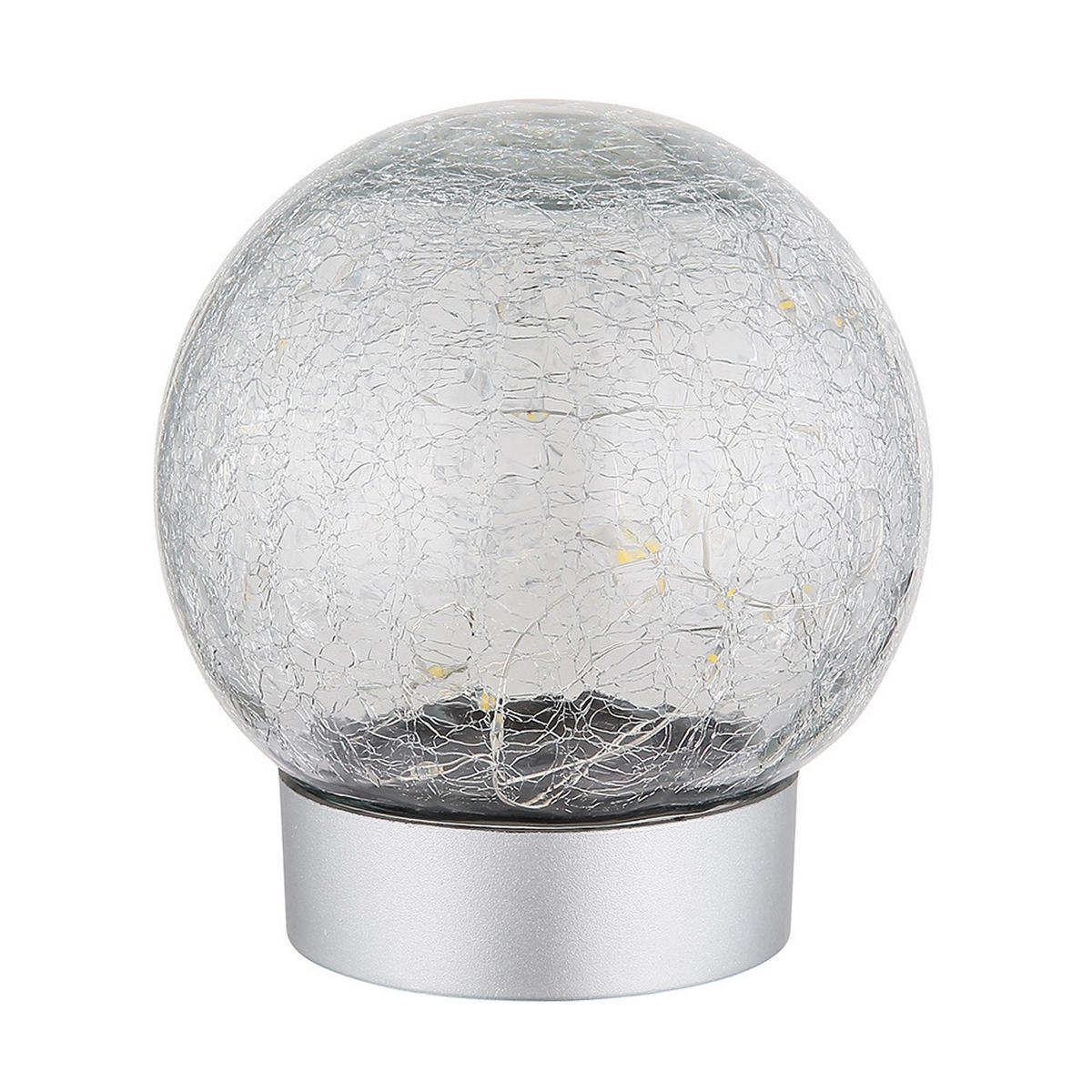 LED TISCHLEUCHTE SOONA Silber Glas Crackle - Silberfarben, Glas (12/12/13.5cm) - Globo Lighting