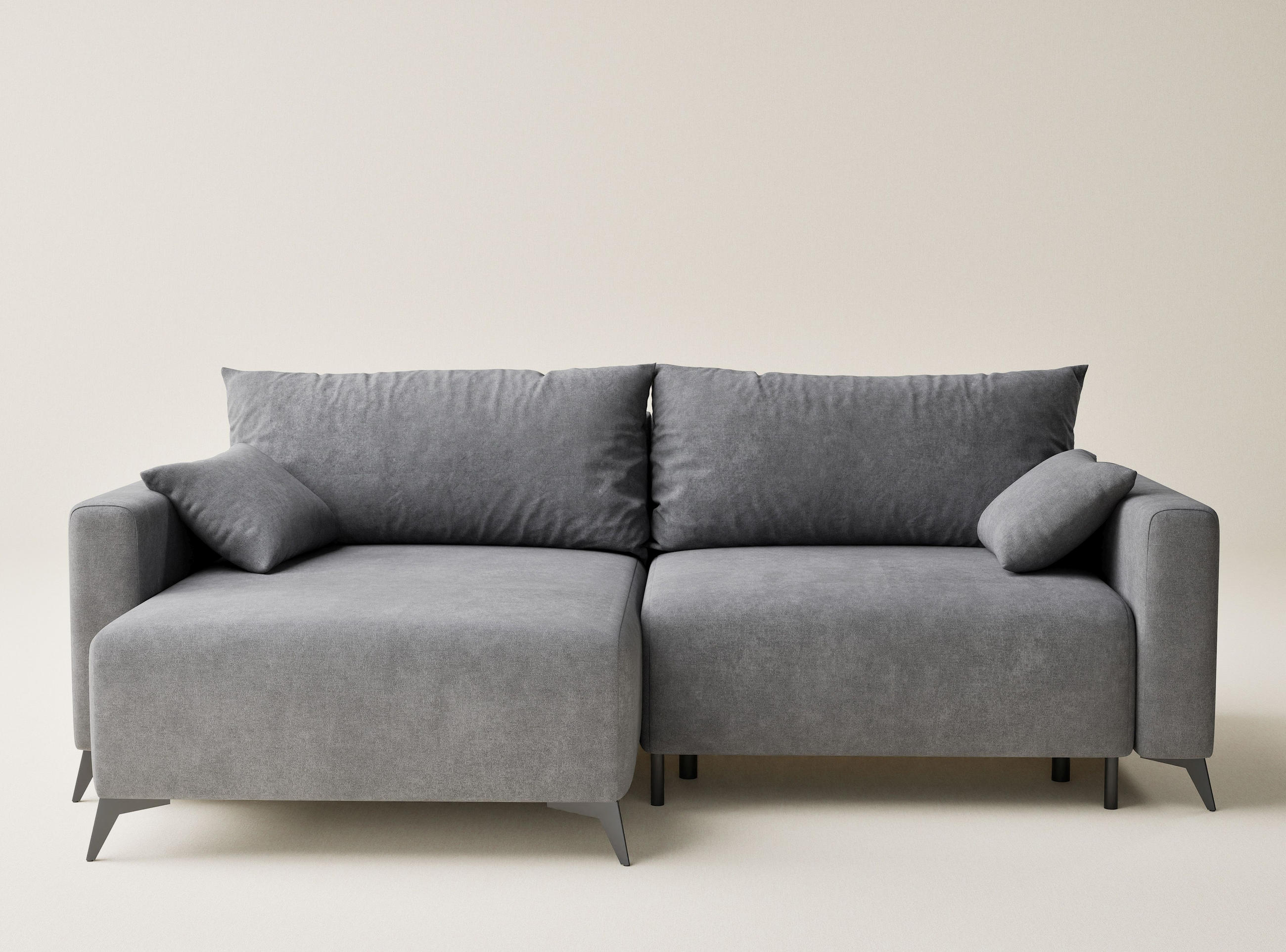 Thumbnail - Maison de Reve Ecksofa, Grau, Textil, Holz, Holzwerkstoff, 3-Sitzer, Füllung: Schaumstoff, L-Form, 239x148 cm, Hergestel...