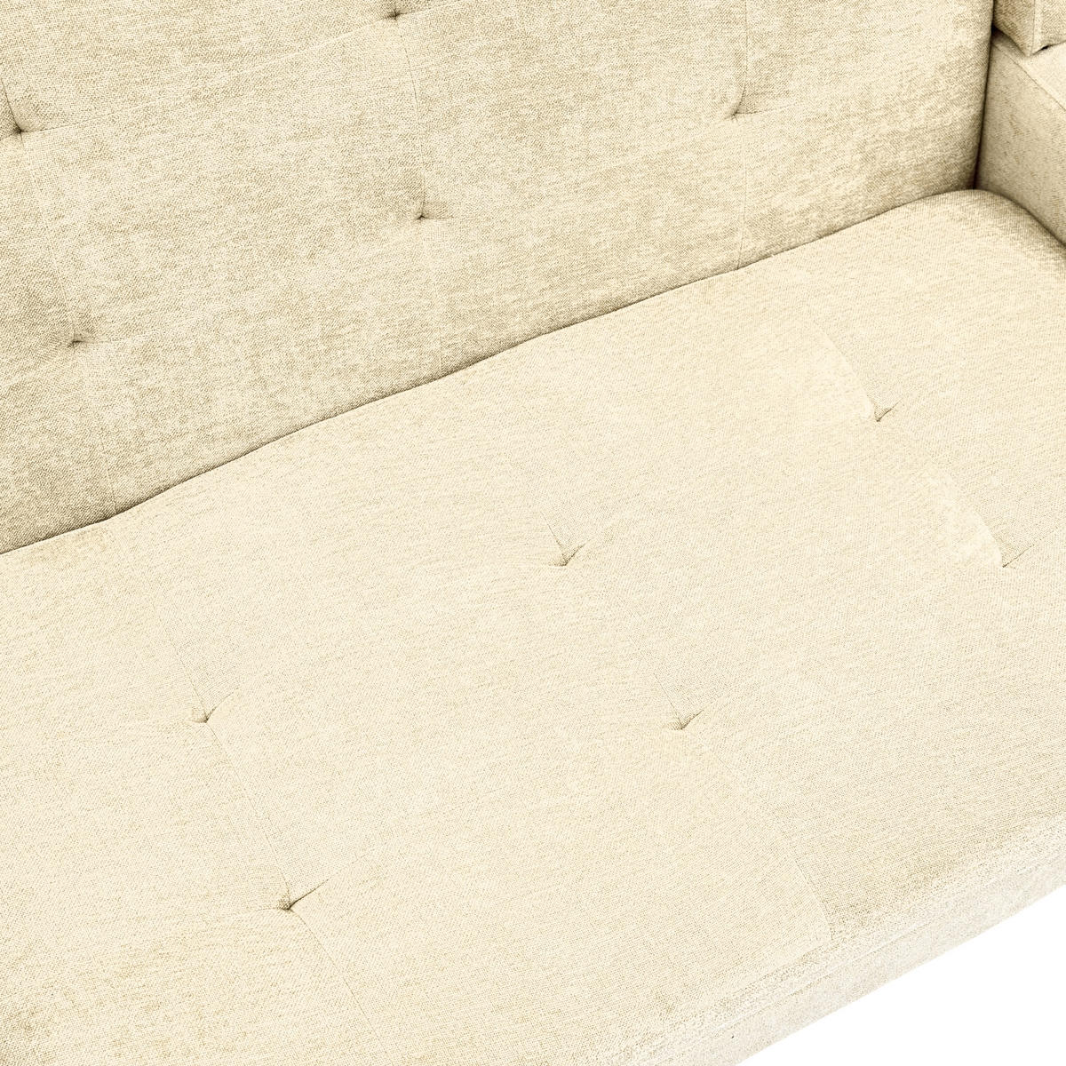 SITZBANK 2-Sitzer Knopfpolsterung Massivholzbeine, DE-42380, Beige - Beige, Holzwerkstoff (75/88/120cm) - ComfortXL