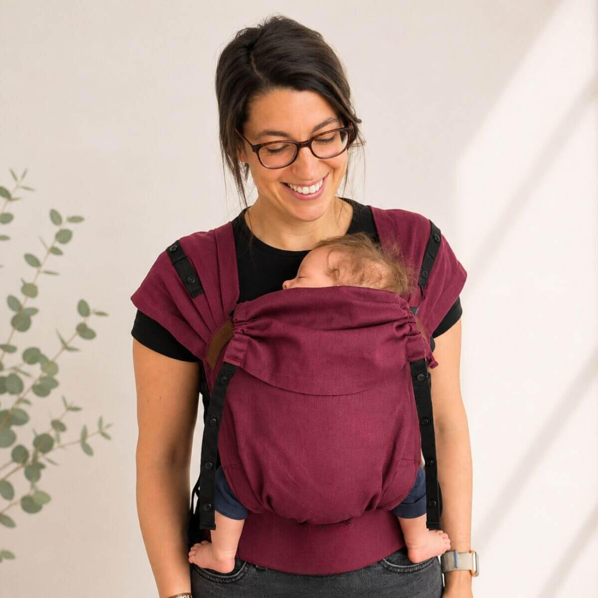 BABYTRAGE Primeo - Weinrot, Textil (26.5/38.5cm) - Hoppediz