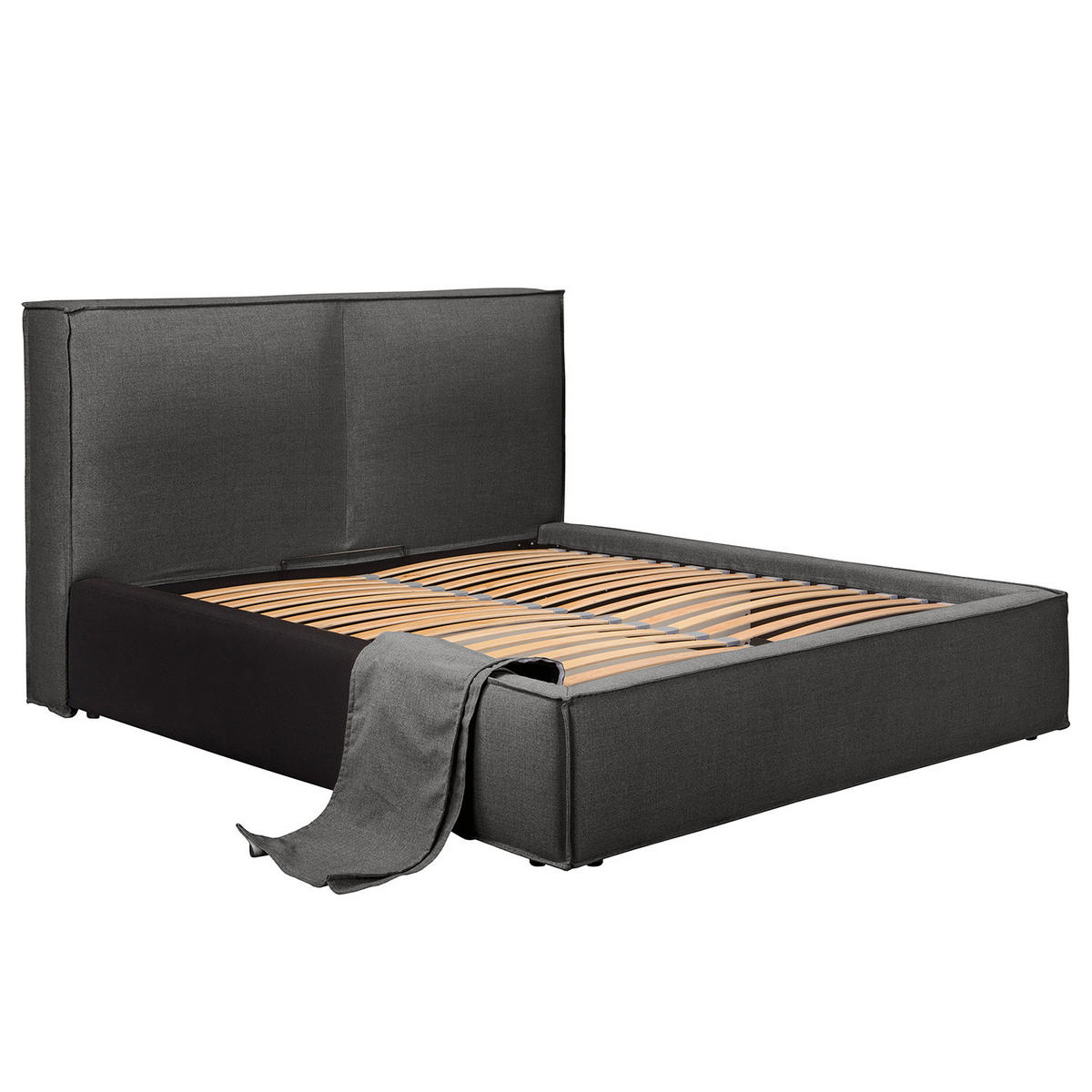 POLSTERBETT - Anthrazit, Textil (200/200cm) - home24