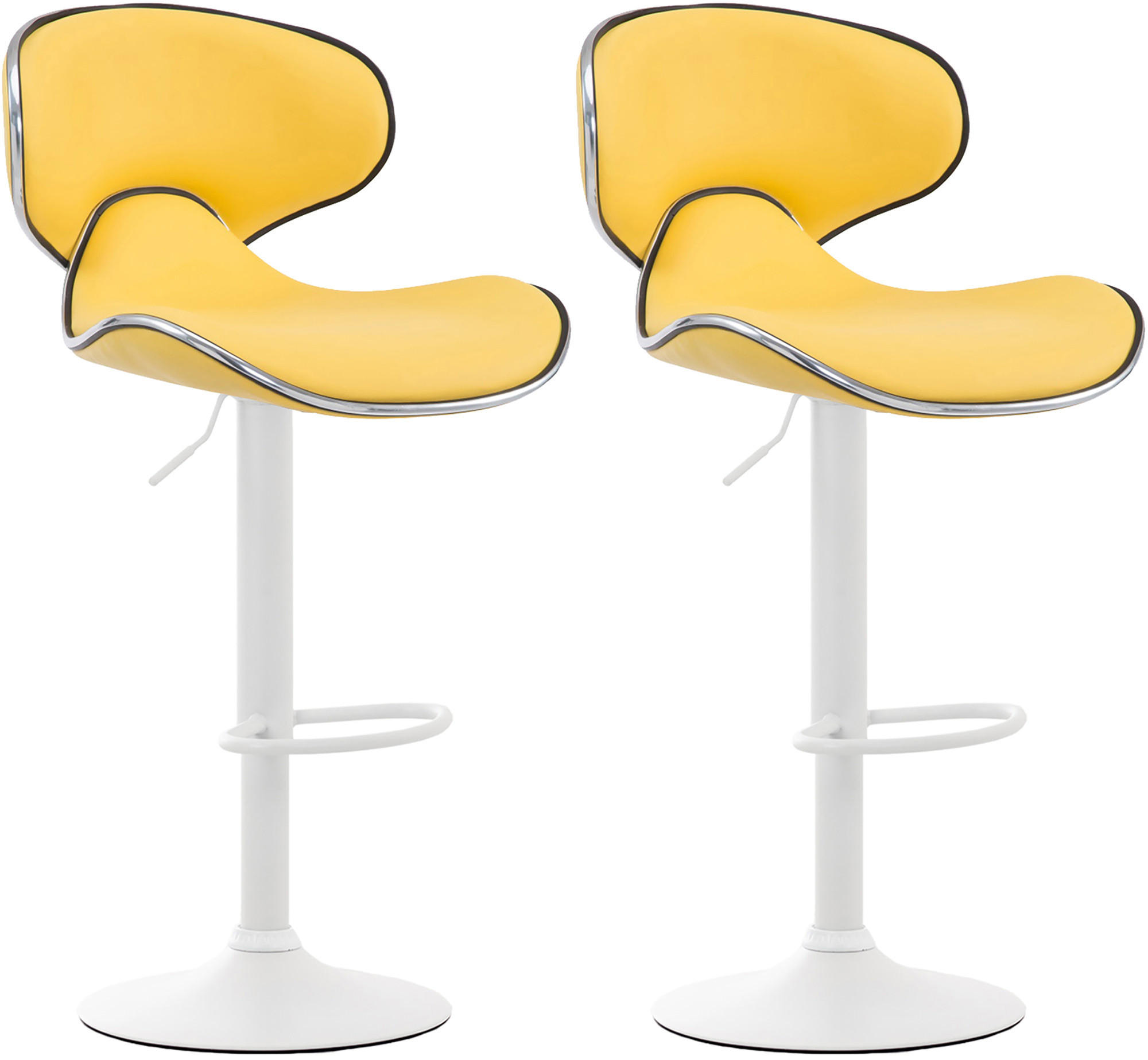 BARHOCKER 2er Set Lederlook gelb - Gelb/Weiß, Textil/Metall (46/88/49cm) - CLP