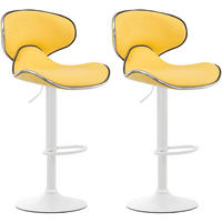 BARHOCKER 2er Set Lederlook gelb - Gelb/Weiß, Textil/Metall (46/88/49cm) - CLP