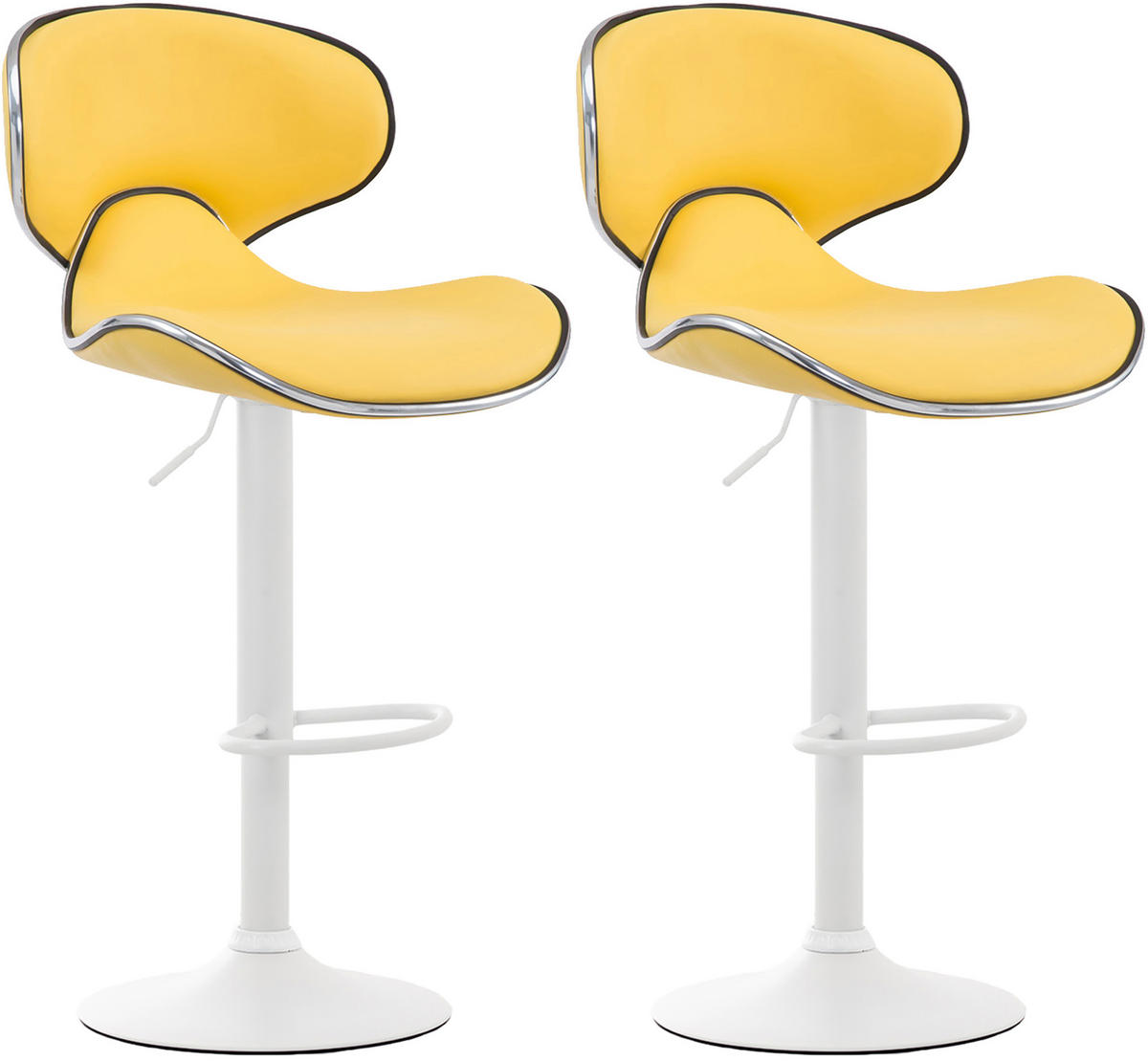BARHOCKER 2er Set Lederlook gelb - Gelb/Weiß, Textil/Metall (46/88/49cm) - CLP