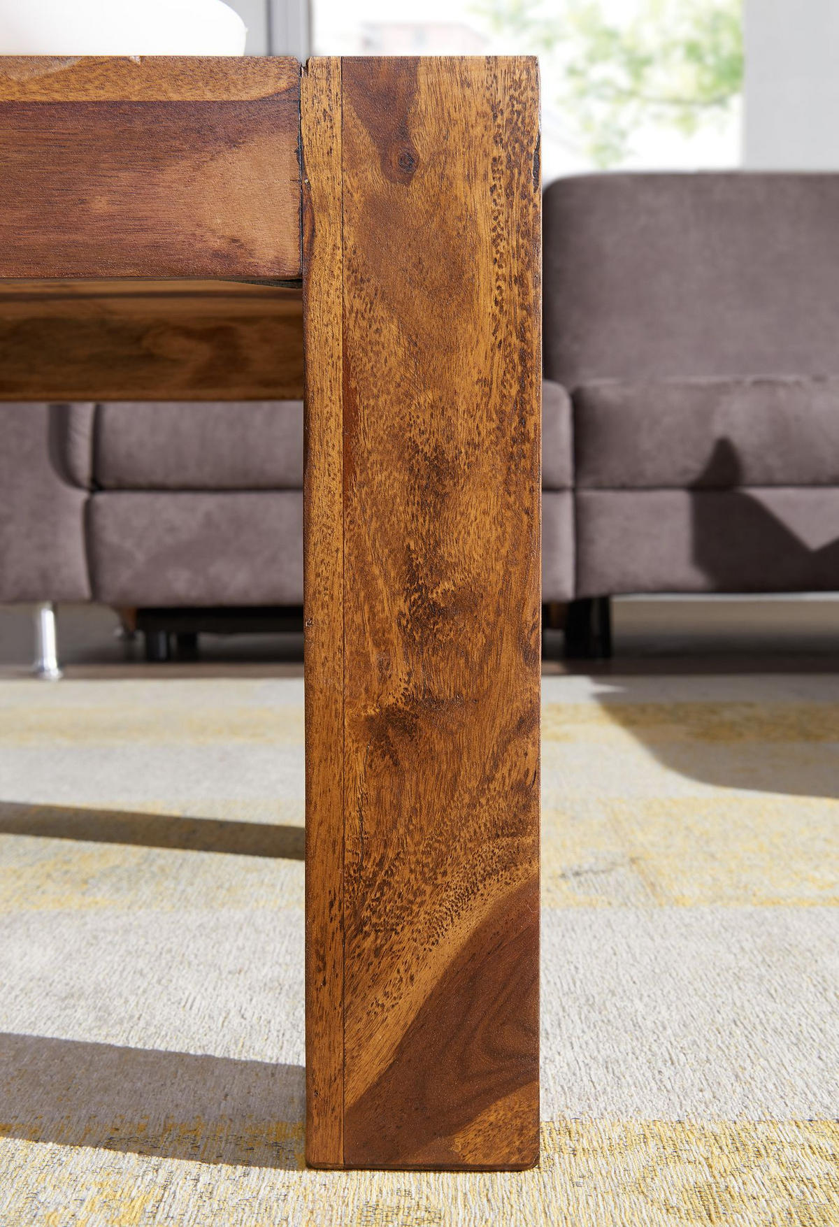 COUCHTISCH aus Akazienholz, rustikal, quadratisch, handgefertigt, Braun 110x60x40 cm - Braun, Holz (60/110/40cm) - KADIMA DESIGN