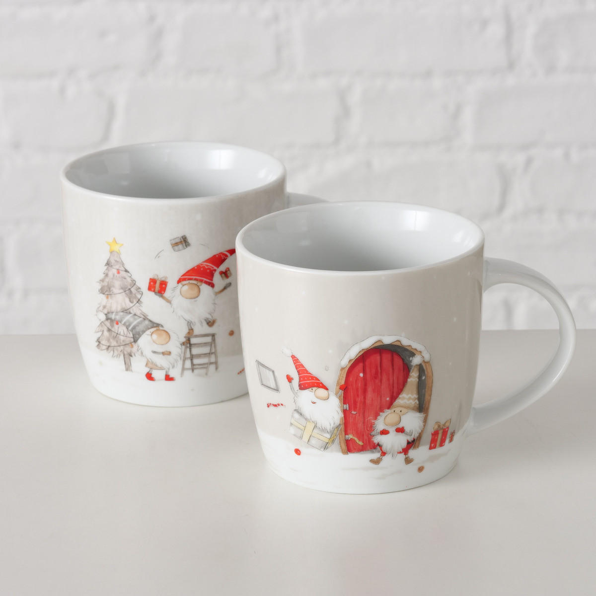 BECHER mit Wichtelmännchen Fiete 330 ml 12,5/8,7/8,7 cm - Beige, Keramik (8.7/8.7/12.5cm) - Boltze Home