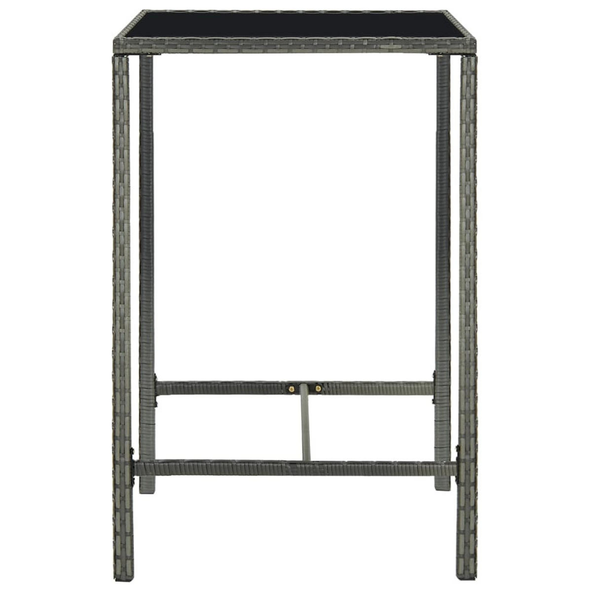 BISTROTISCH Joni Grau 70x70x110 cm Rattan und Glas - Grau, Kunststoff (70/70/110cm) - DELUKE