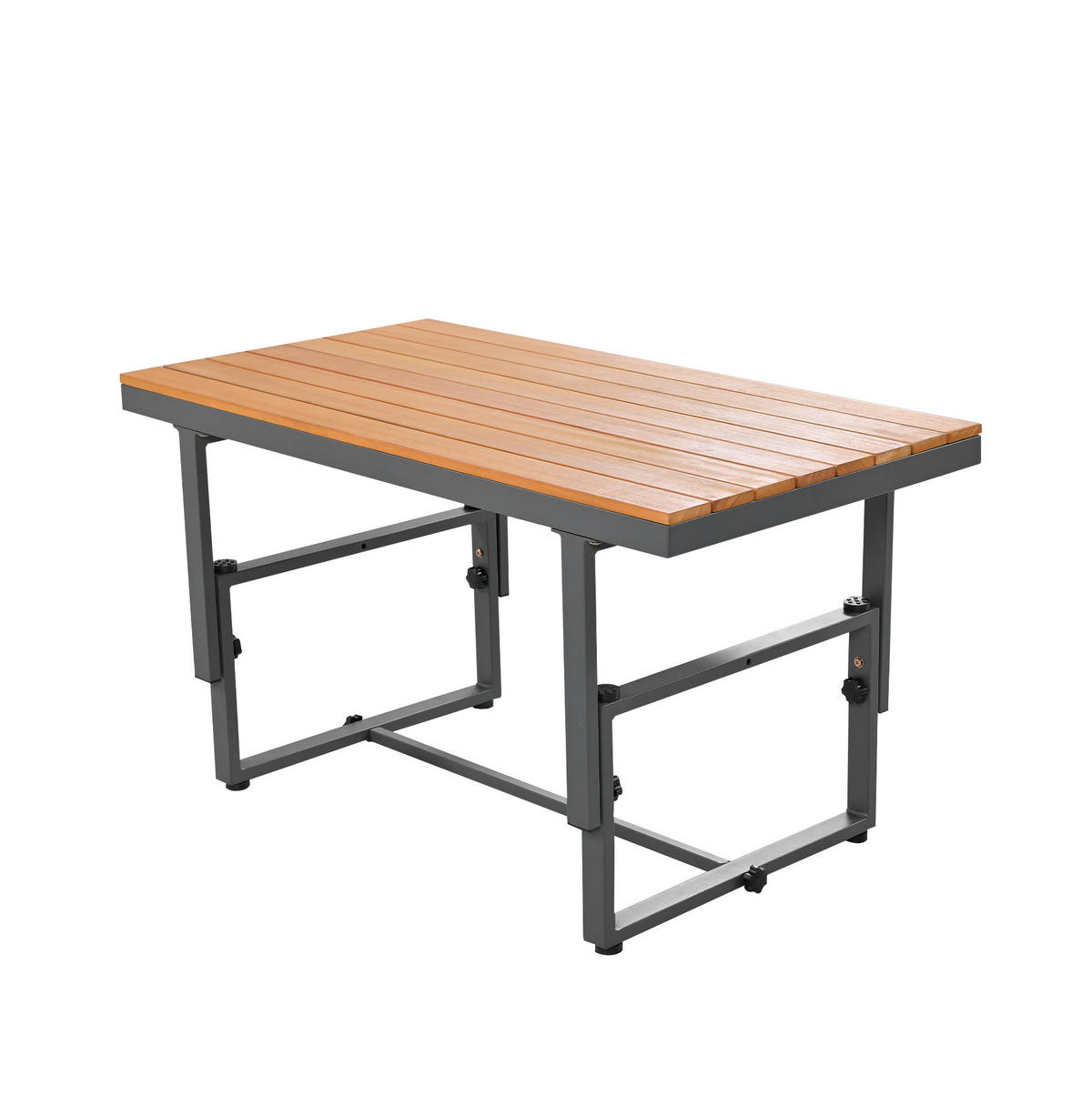 GARTENMÖBEL 186x64x76cm grau aus Stahl und Akazie, mit Kissen - Grau, Metall - Modfu