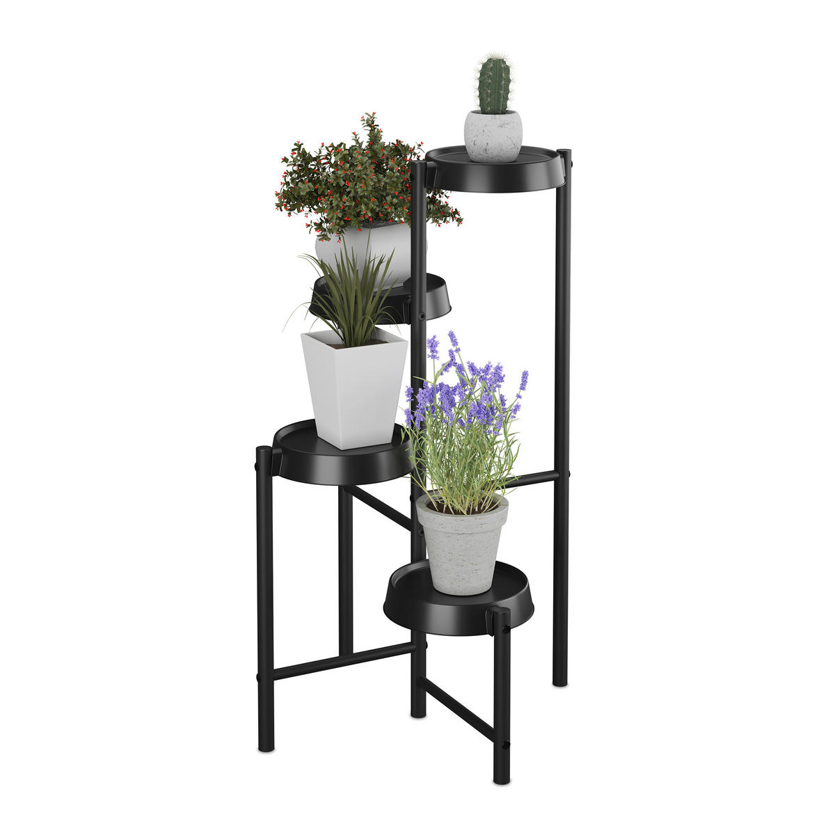 PFLANZENSTÄNDER - Schwarz, Kunststoff/Metall (49/48/81cm) - Relaxdays