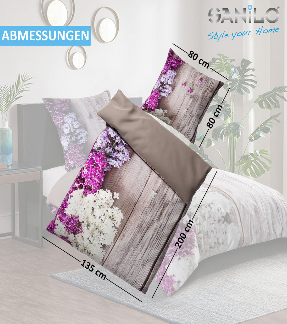 BETTWÄSCHE 2-teilig Flieder - Pink, Naturmaterialien (135/200cm) - Sanilo