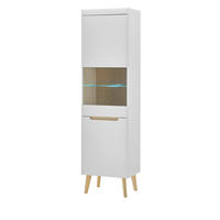 VITRINE weiß, Eiche, skandinavisch 53 x 197 cm, Vitrinenschrank mit Soft-Close - Eichefarben/Weiß, Glas/Holz (53/197/40cm) - Furn.Design