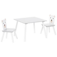 KINDERTISCH mit Stühlen Weiß Mimili - Dunkelgrau/Weiß, Holz/Holzwerkstoff (60/43/60cm) - Beliani