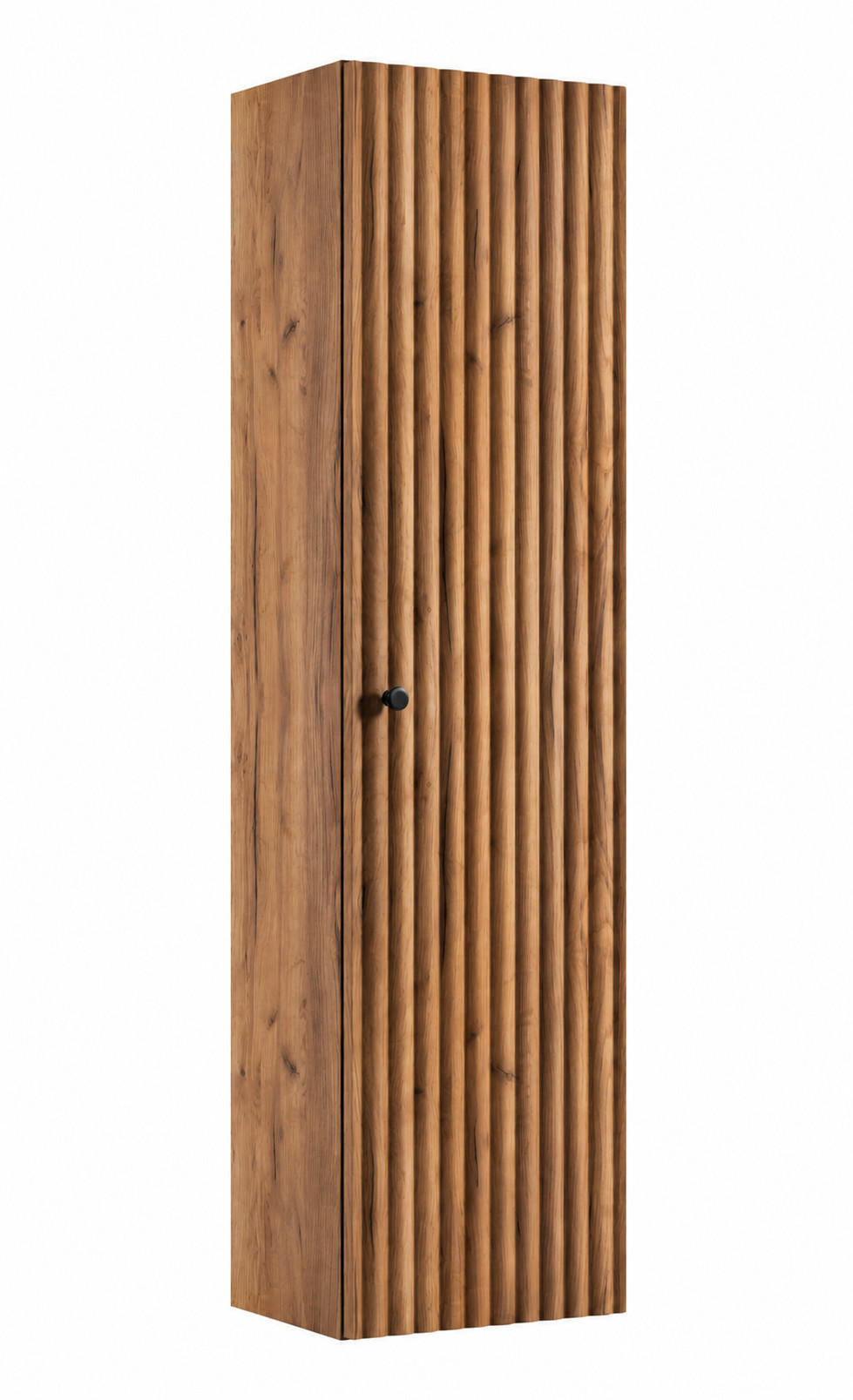 BADEZIMMER-HOCHSCHRANK: Craft Eiche Gold / Griffe Schwarz, 35 x 27 x 136 cm - Eichefarben/Schwarz, Holzwerkstoff (35/136/27cm) - 3XE LIVING