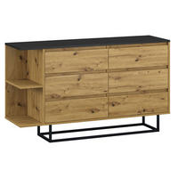 KOMMODE COCO schwarz / Artisan Eiche 140 / 40 / 81 cm - Braun, Holz/Holzwerkstoff (140/81/40cm) - Feldmann-Wohnen