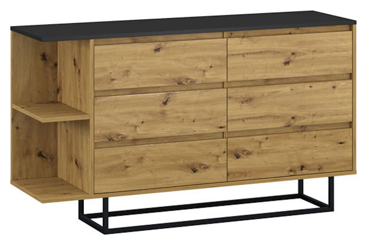 KOMMODE COCO schwarz / Artisan Eiche 140 / 40 / 81 cm - Braun, Holz/Holzwerkstoff (140/81/40cm) - Feldmann-Wohnen
