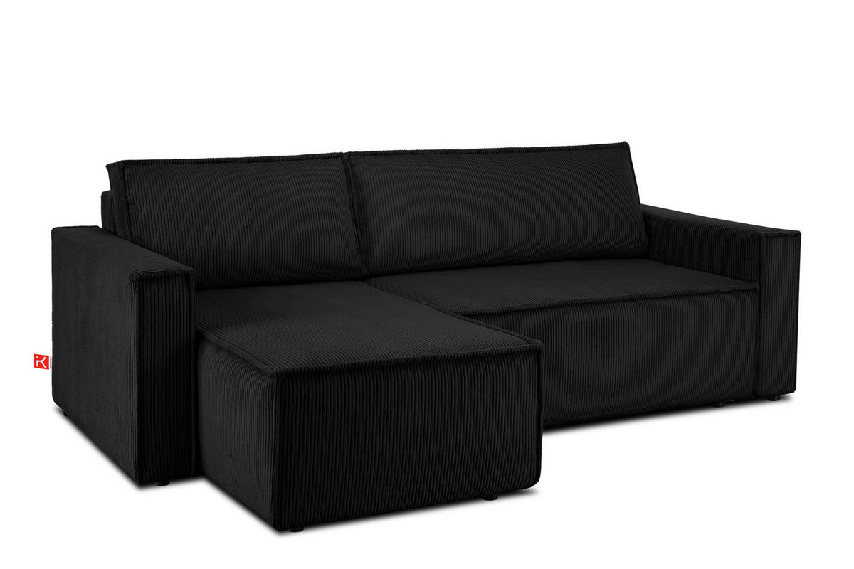 ECKSOFA-LINKS/RECHTS NAPI Schlaffunktion mit Cordbezug, antracyt - Schwarz, Textil (246/148cm) - KONSIMO®