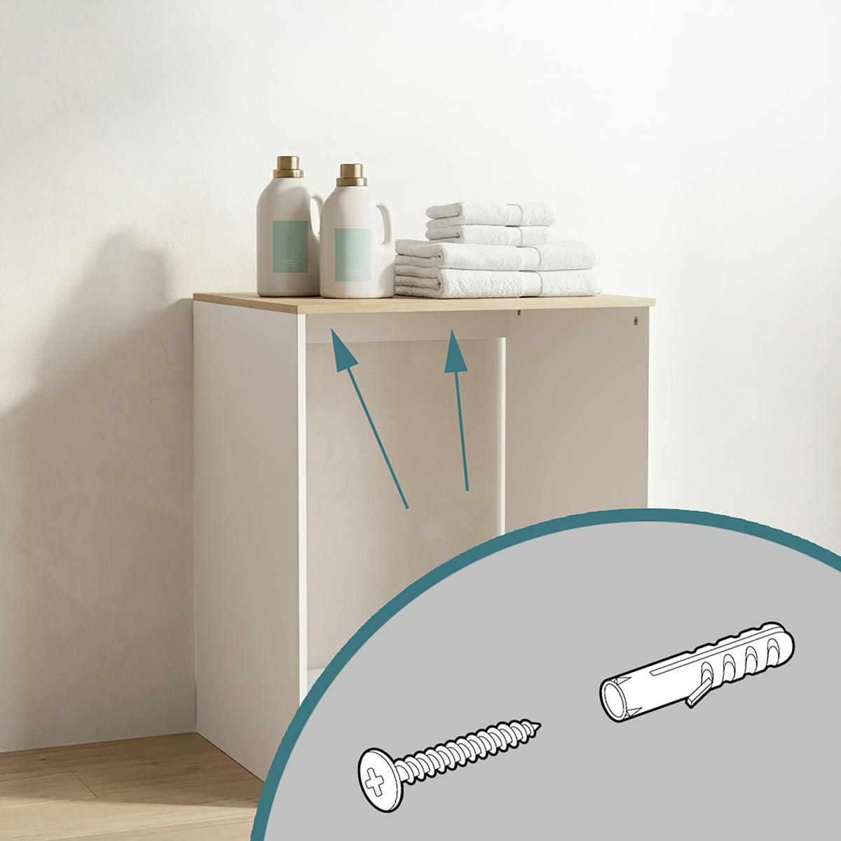 TVÄTTMASKINSSKÅP Vit spånskiva 88 cm - Vit, Träbaserade material (68/88/60cm) - Relaxdays