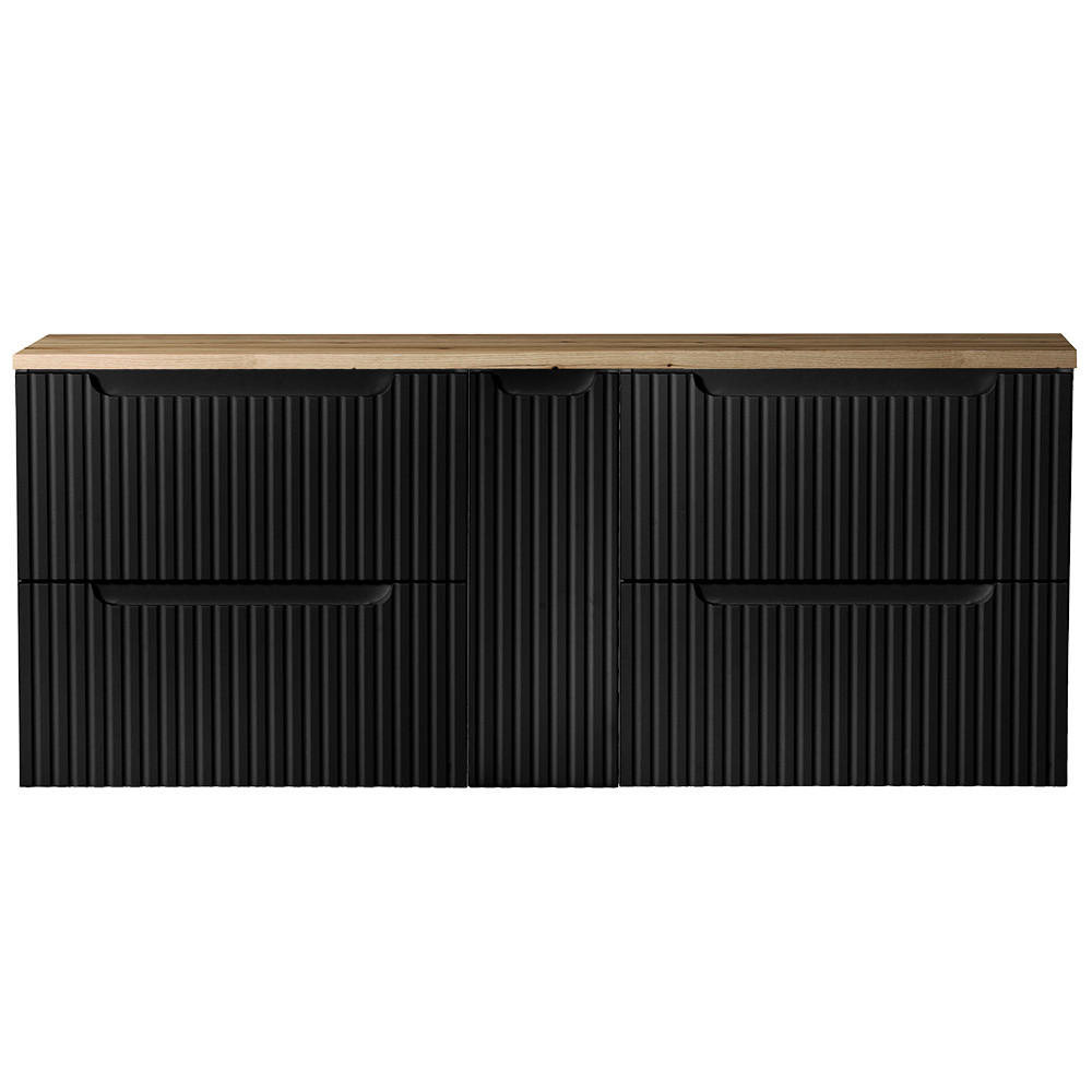 WASCHBECKENSCHRANK Newport-56 - Schwarz, Holzwerkstoff (140/60/40cm) - Lomado