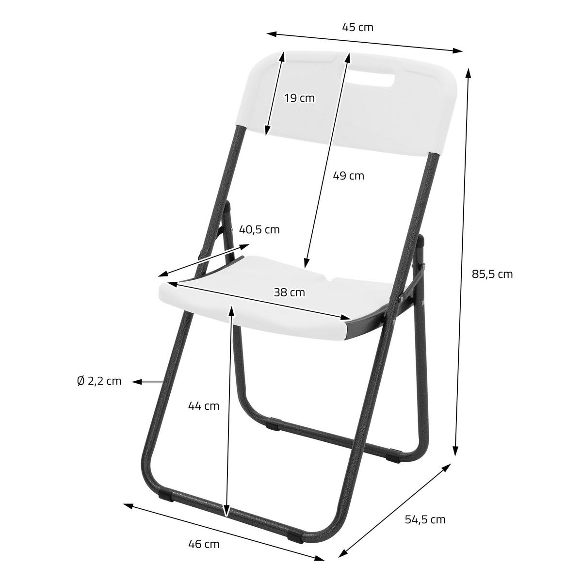 KLAPPSTUHL 4er Set Weiß Kunststoff Metall - Dunkelgrau, Metall (54.5/85.5/46cm) - ECD-Germany