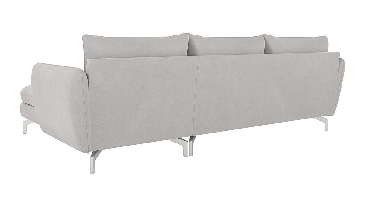 ECKSOFA Elou Silber Microfaser - Chromfarben/Silberfarben, Holz/Textil (261/167cm) - S-Style Möbel