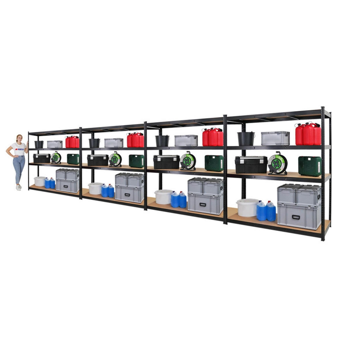 SCHWERLASTREGAL Taurus XL 4er-Set 180x160x60 cm Fachlast 250 kg Schwarz - Schwarz, Metall (640/180/60cm) - PROREGAL