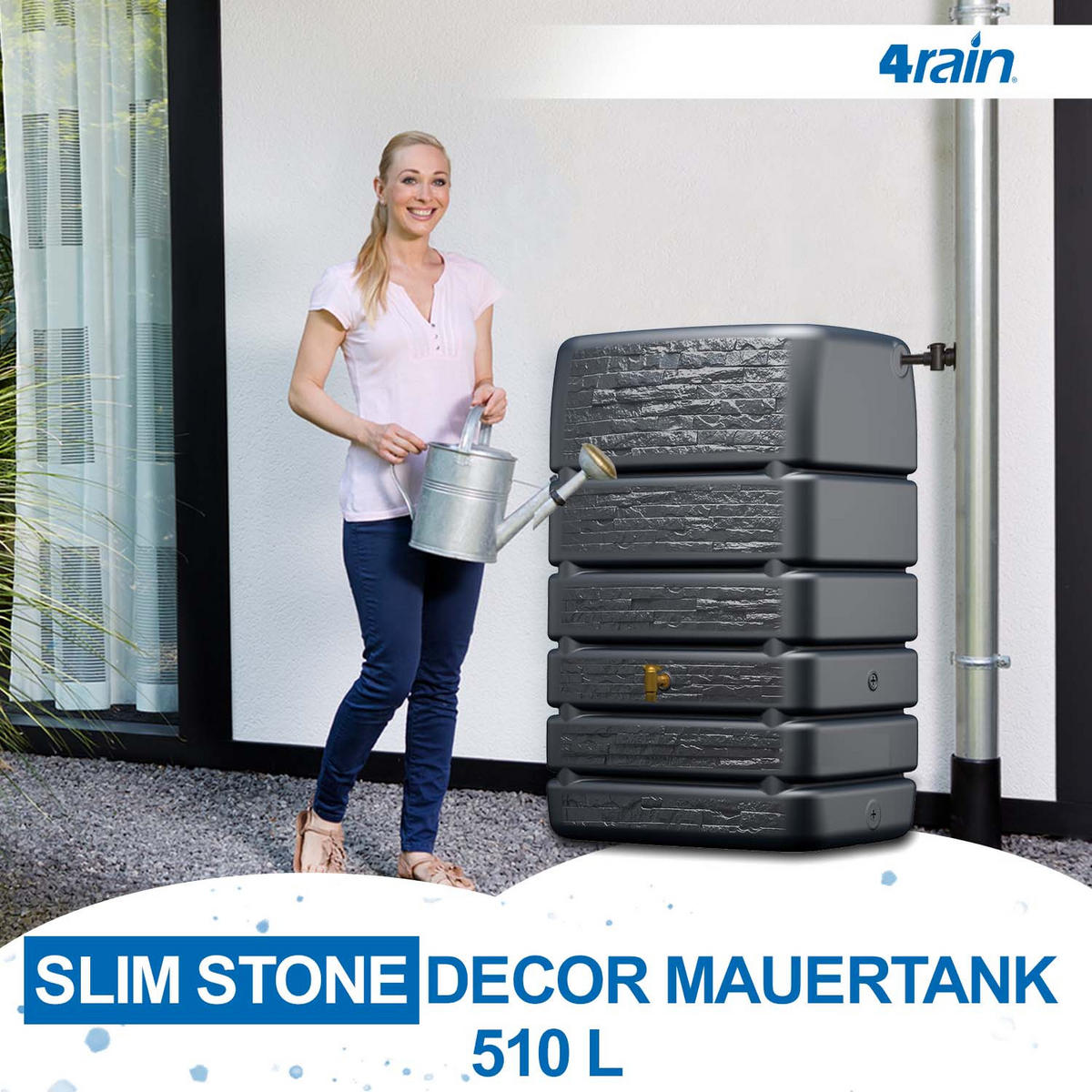 MAUERTANK 510 L, graphite grey - Grau, Kunststoff (80/123/60cm) - 4rain