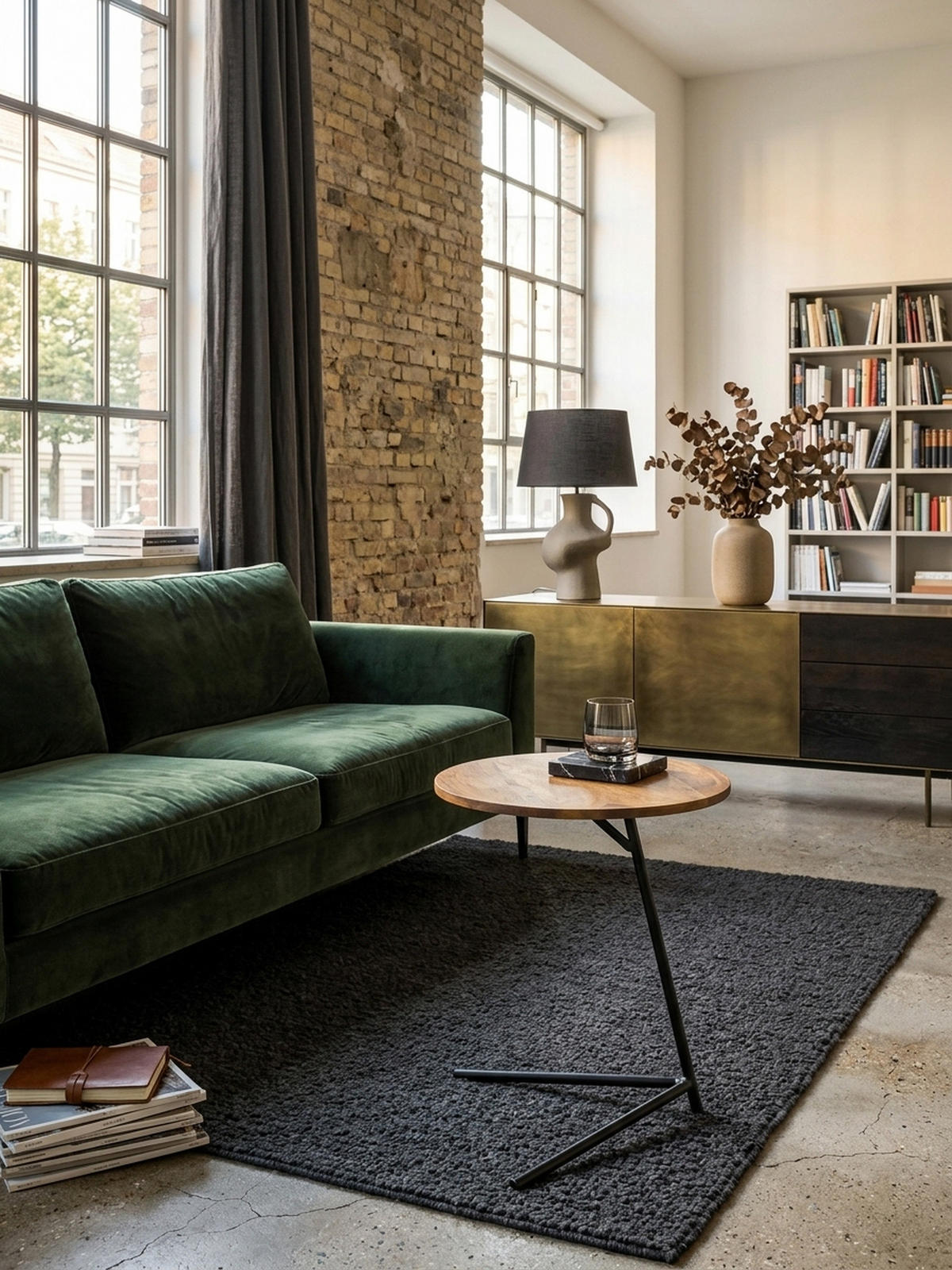 BEISTELLTISCH – Massivholz Metall große Platte Industrial - Schwarz/Braun, Holz/Metall (40/40/46cm) - KADIMA DESIGN