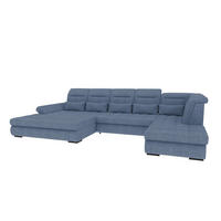 WOHNLANDSCHAFT Toscana Strukturstoff inkl. Schlaffunktion - Blau, Textil (208/87/358cm) - 99rooms