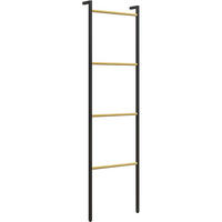 HANDTUCHSTÄNDER 49x5.5x167.5 cm Schwarz aus Stahl & Bambus mit 4 Stangen - Schwarz, Naturmaterialien (5.5/167.5/49cm) - Modfu
