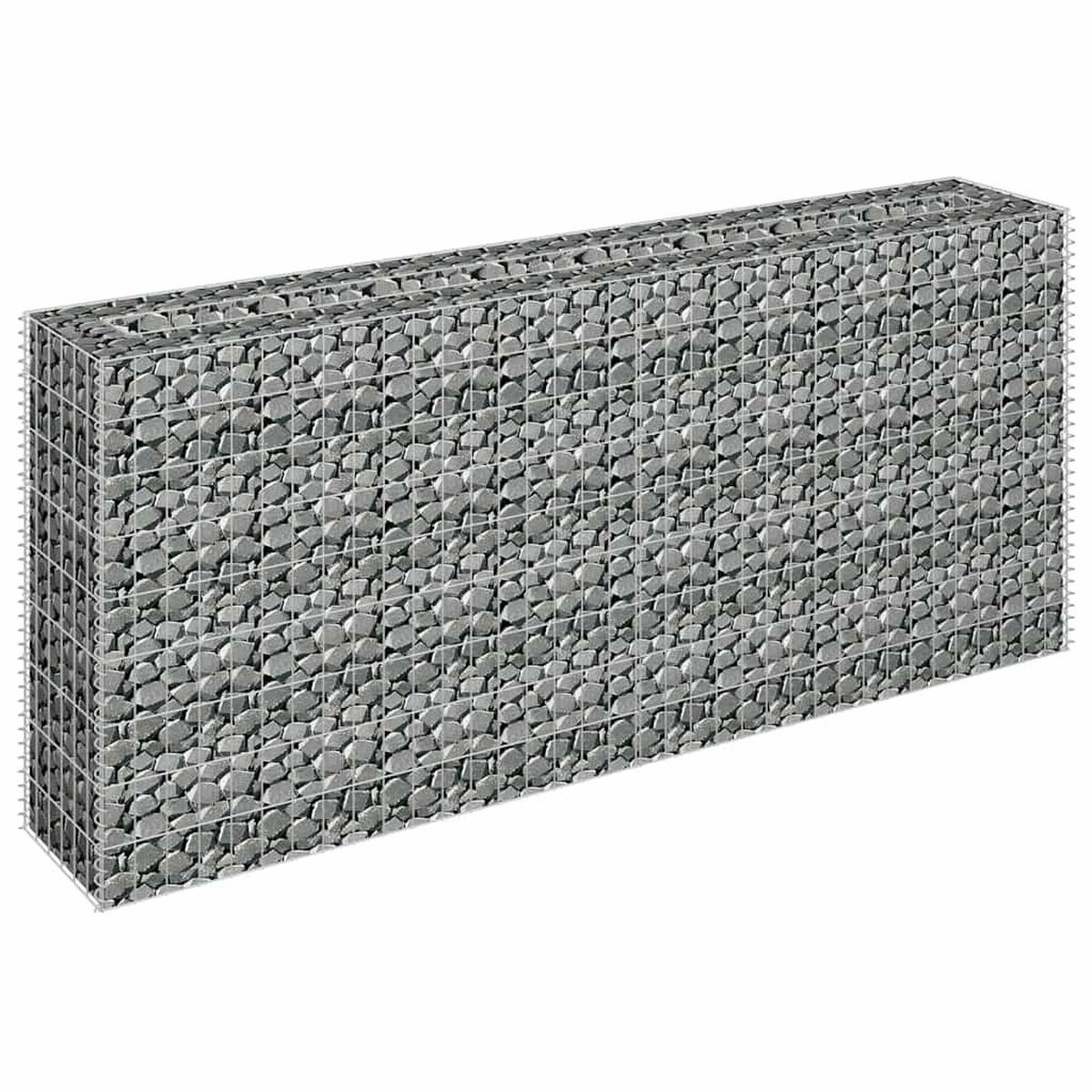 GABIONEN Hochbeet ROON aus Stahl | 180x30x90cm | Steinkorb Gabionengitter - Silberfarben, Metall (180/90/30cm) - DELUKE