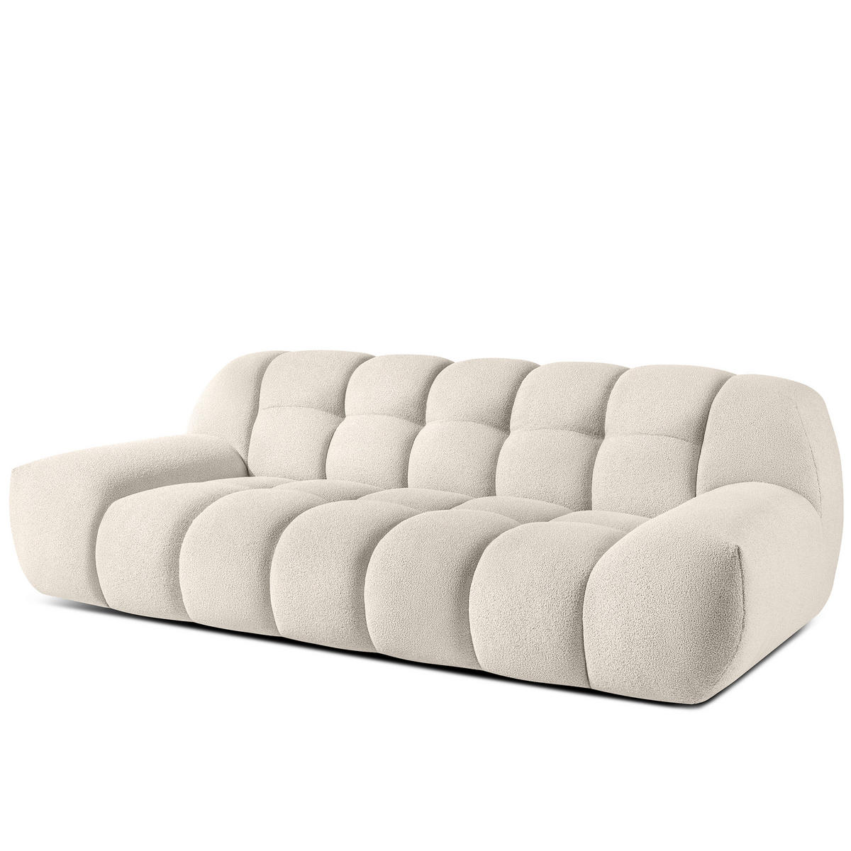 EINZELSOFA VENA Bouclé, Weiß - Weiß, Holz/Textil (225/72/105cm) - KONSIMO®