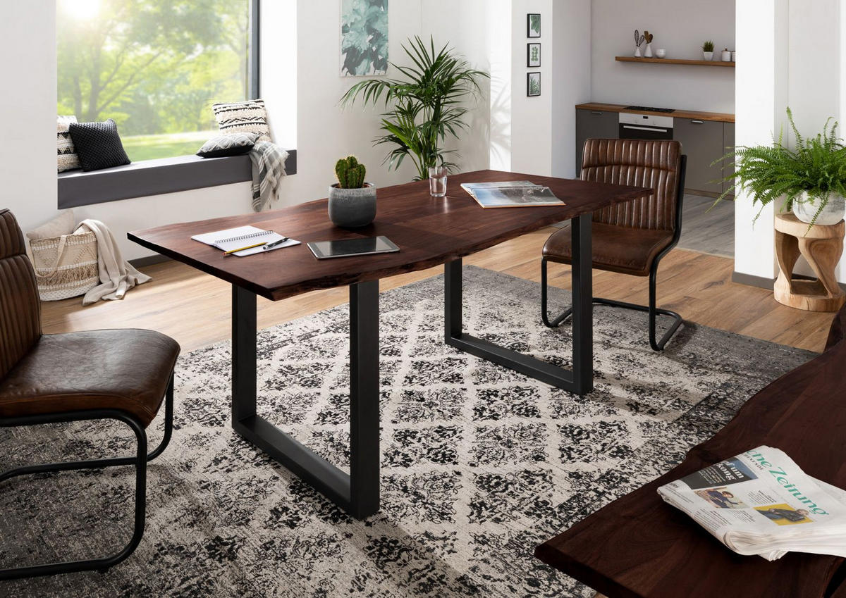 BAUMTISCH Akazie 200x100x76 braun Beine anthrazit matt FREEFORM 3 - Braun, Holzwerkstoff (100/200/76cm) - Massivmoebel24