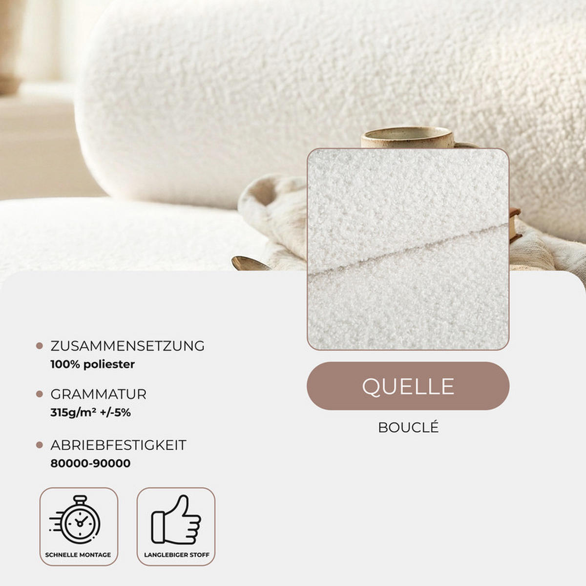 SESSEL CHERRY 90/78 cm, in Weiß - Weiß, Textil (90/78/90cm) - Idohome