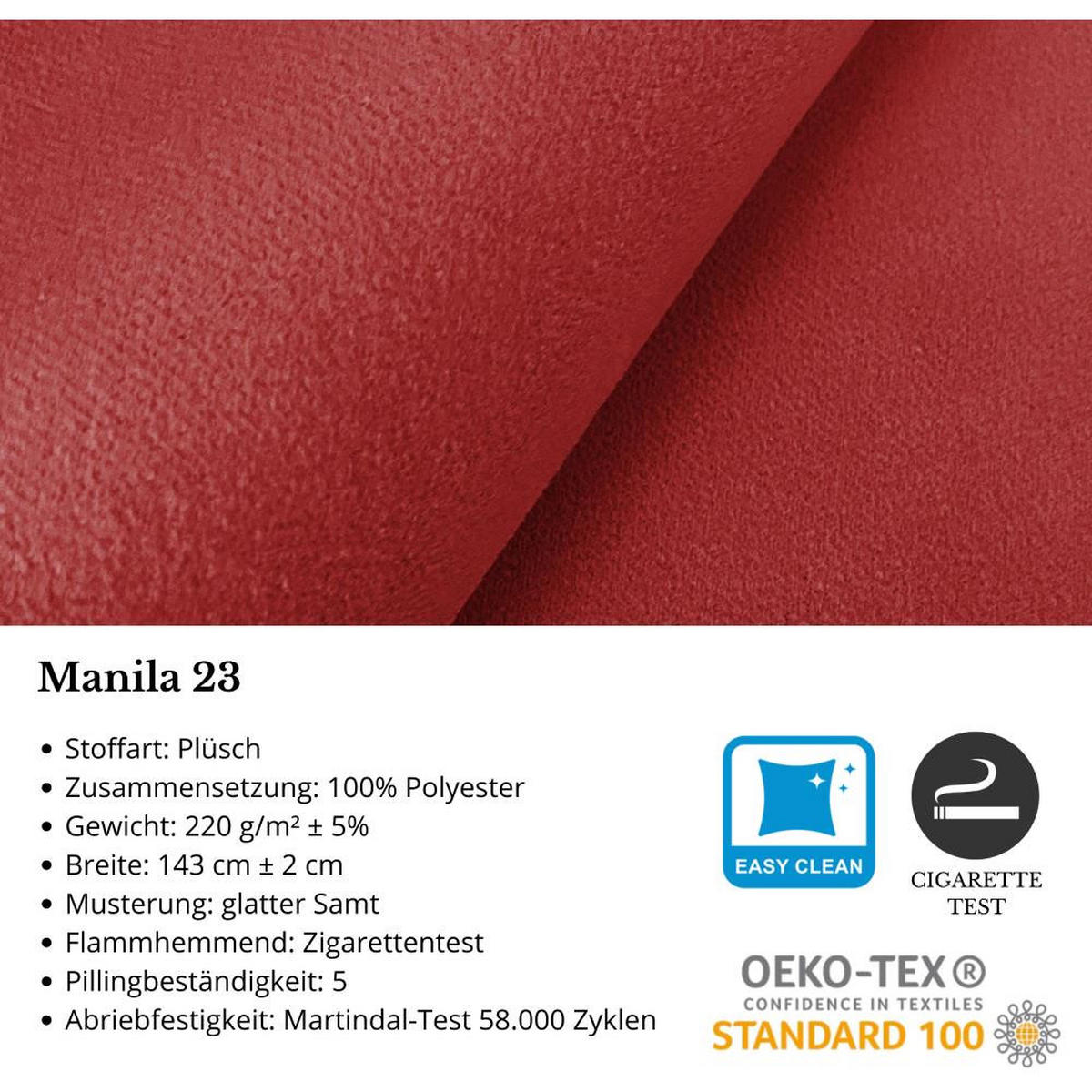 ECKSCHLAFSOFA Teramo rot - Rot/Schwarz, Kunststoff/Textil (235/150cm) - Beautysofa
