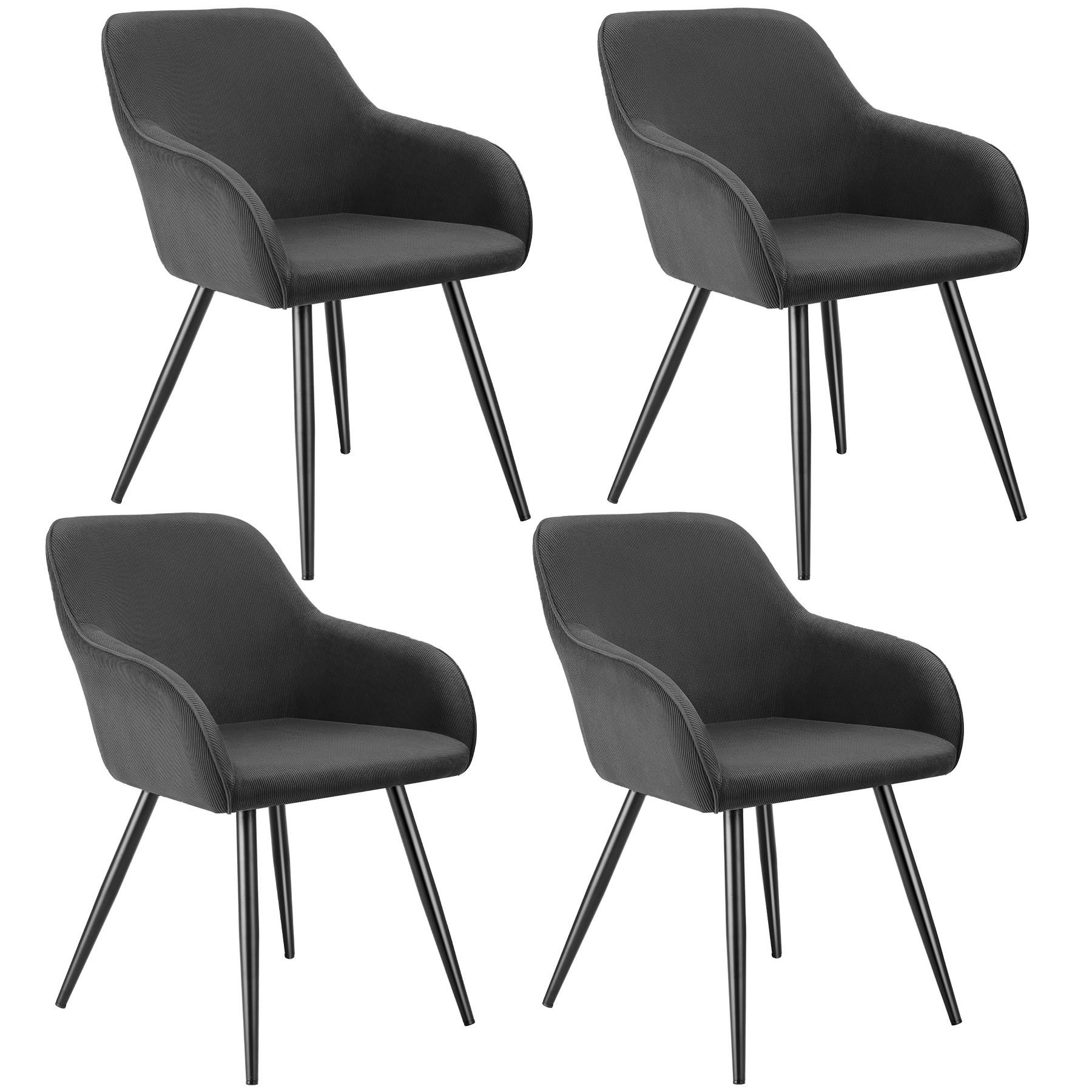 ESSZIMMERSTUHL 4er Set Marilyn 58 x 62 x 82 cm anthrazit/schwarz - Anthrazit/Schwarz, Kunststoff (62/82/58cm) - tectake