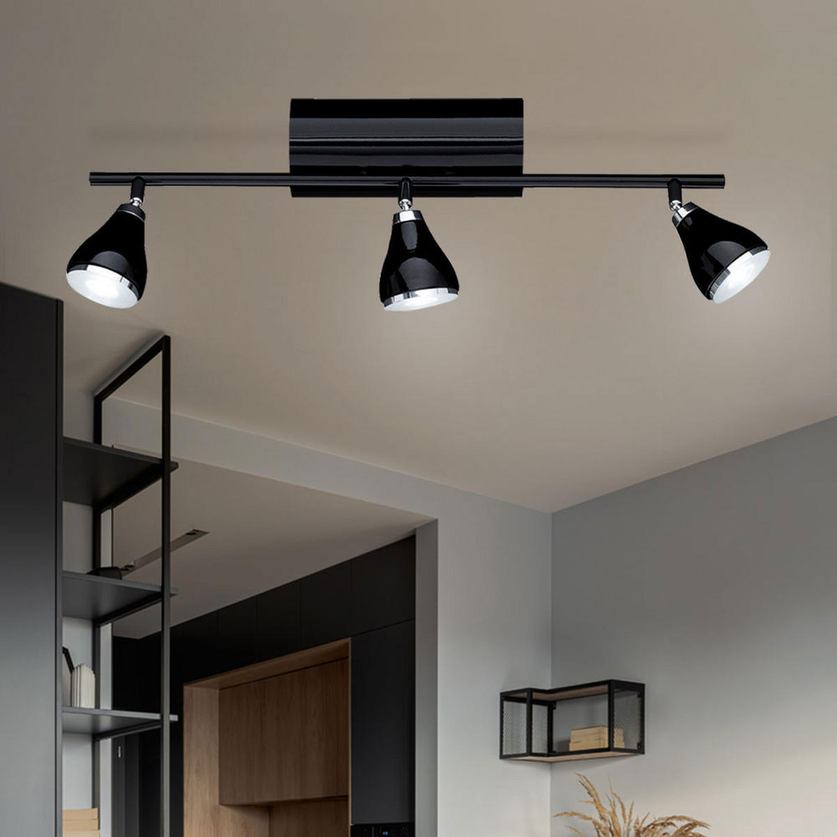 LED DECKENLEUCHTE Metall Schwarz VENICE - Schwarz, Metall (60/20/20cm) - Wofi