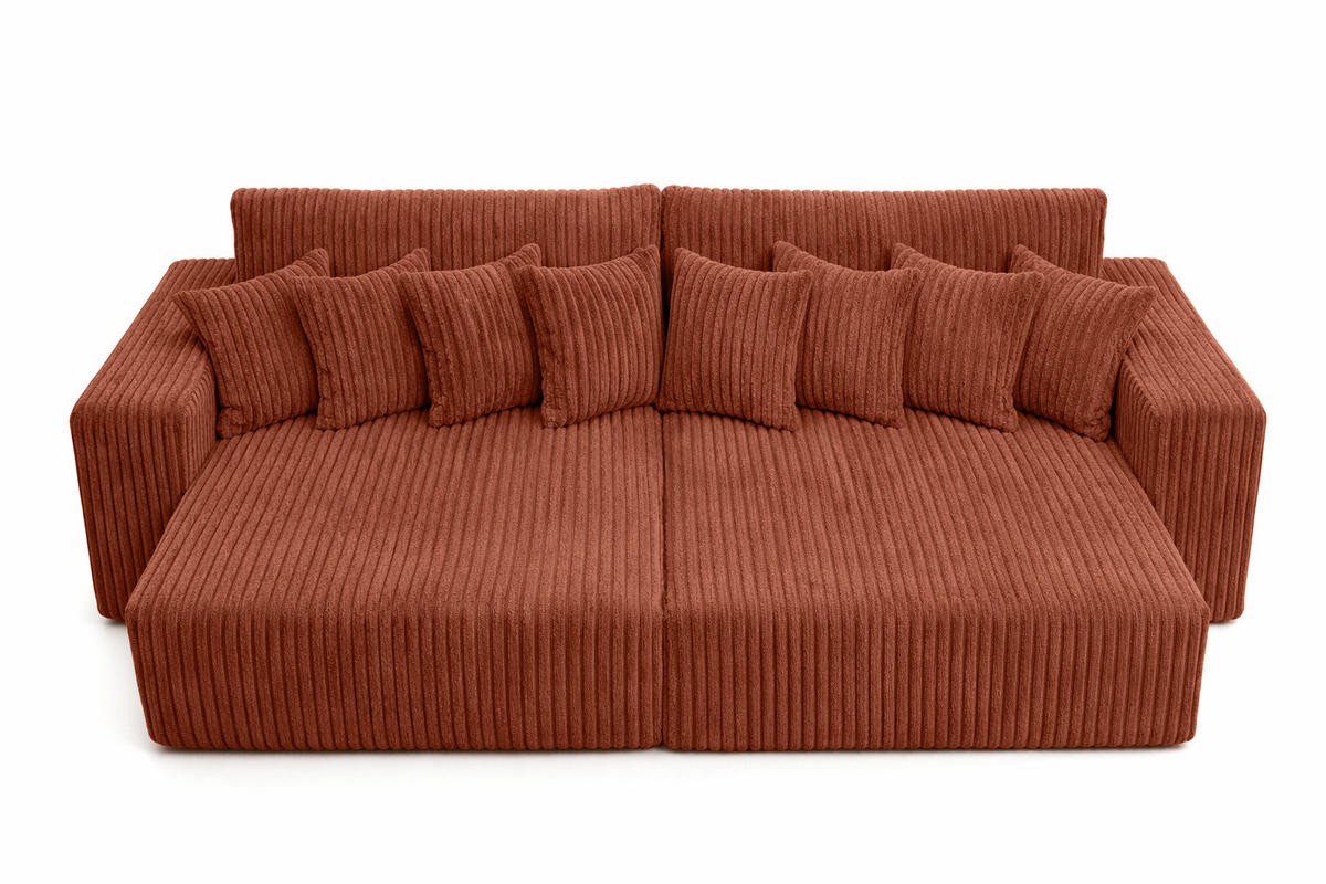 SCHLAFSOFA, Cordstoff Tilia, Kupfer, PIANO DOUBLE - Orange, Holz (246/83/145cm) - Kaiser Möbel