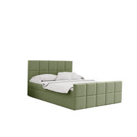 BOXBETT mit Bettkasten und Matratze Topper HANA Stoff Matt Velvet Hellgrün 200x200 cm H2-Pocket - Hellgrün, Holz/Textil (200/200cm) - Kaiser Möbel
