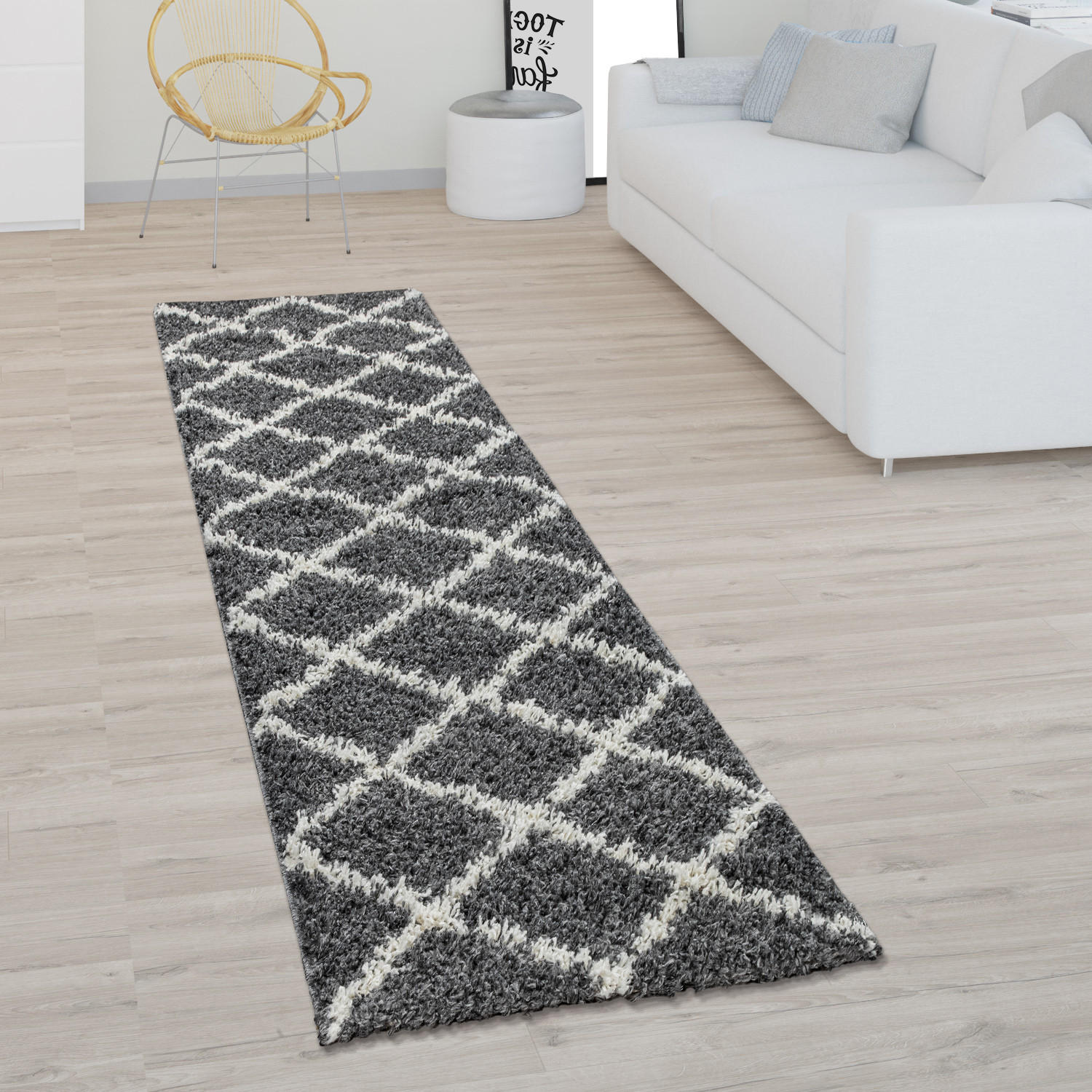 HOCHFLORTEPPICH 60/100 cm Kalmar 441 - Anthrazit, Textil (60/100cm) - Paco Home