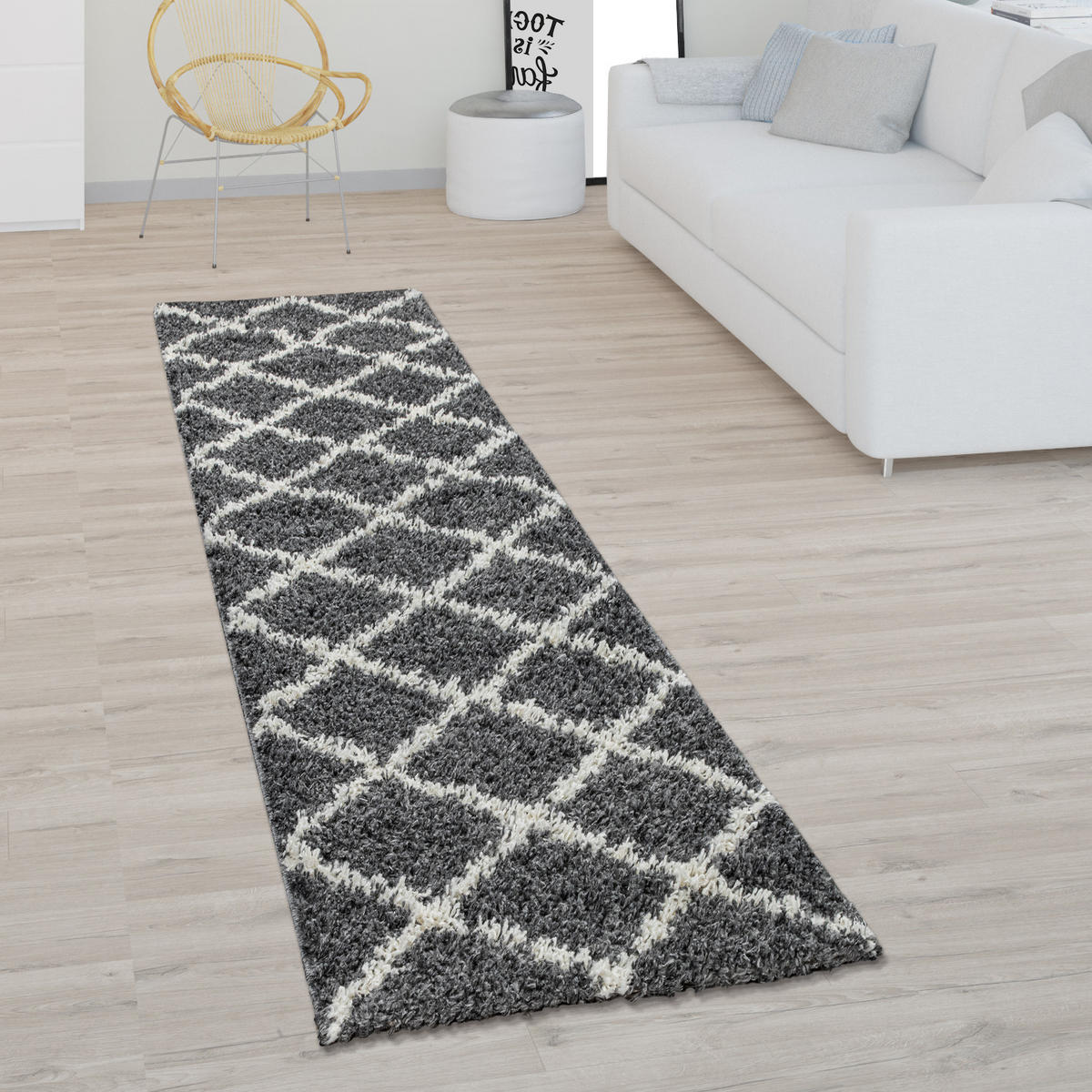 HOCHFLORTEPPICH 60/100 cm Kalmar 441 - Anthrazit, Textil (60/100cm) - Paco Home